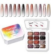 Karroy Sponge Pat Paint Nail Gel, Ombre Nails Gradient Gel Nail Blush Blooming Aura Nails Drawing...