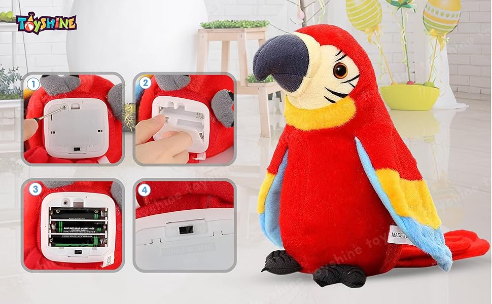 oyshine Talking Macaw Parrot Repeat What You Say Stuffed Animal Plush Toy