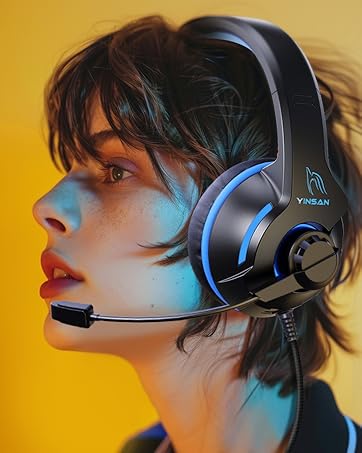 blue over ear wired gaming headset headphones for ps4 ps5 xbox pc switch