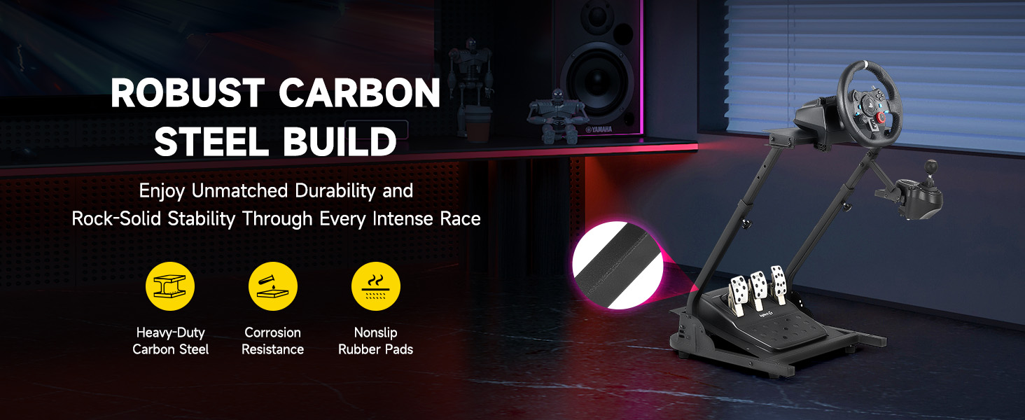 CO-Z Foldable Racing Steering Wheel Stand, Height Adjustable Gaming Wheel Stand with Gear Shift Holder, Simulator Cockpit Compatible with Logitech G920 G27 G25 G29 Thrustmaster T80 T150 TX F430 11 racing wheel stand