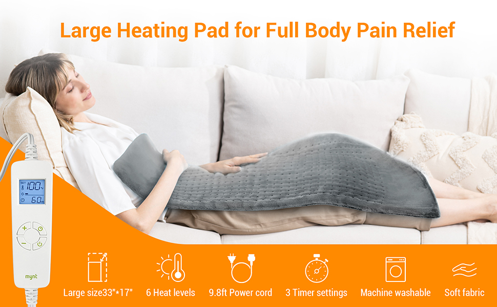33"*17" Extra Large Heating Pad, Upgraded Electric Heating