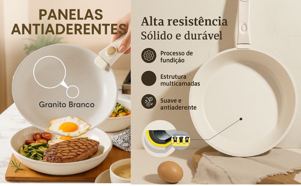 jogo de panelas modernas, jogo de panelas antiaderentes, jogo de panelas cabo removível