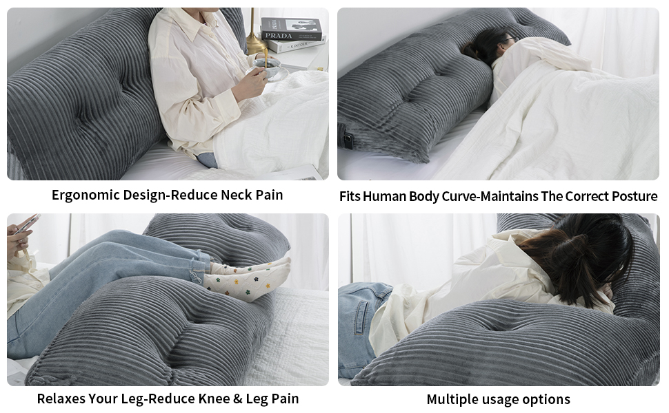 HOMBYS headboard Wedge Pillow Queen Size, Reading Pillows