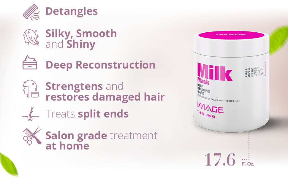 Milk Mask, Keratin Hair Damaged Hair Moisturizing Mask, Dull Hair, Split Ends, Breakage image hair