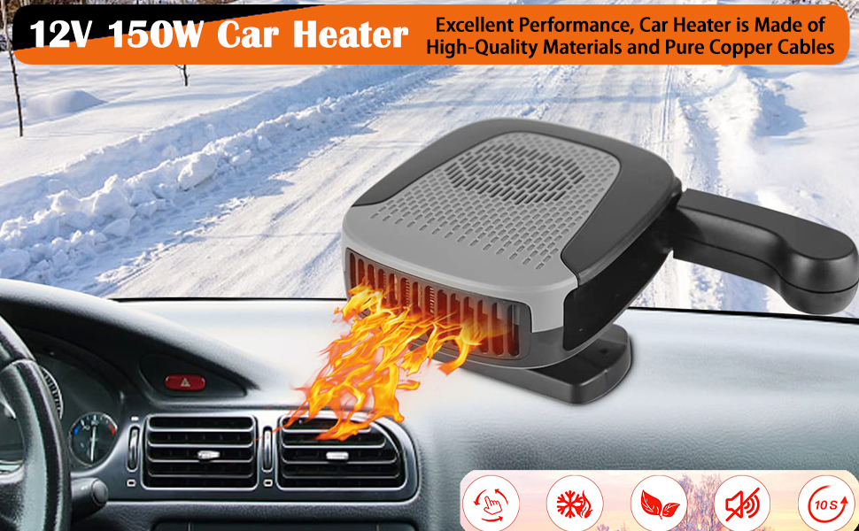 Auto Heater Fan,12V 150w Car Heater Portable Windshield Defogger and
