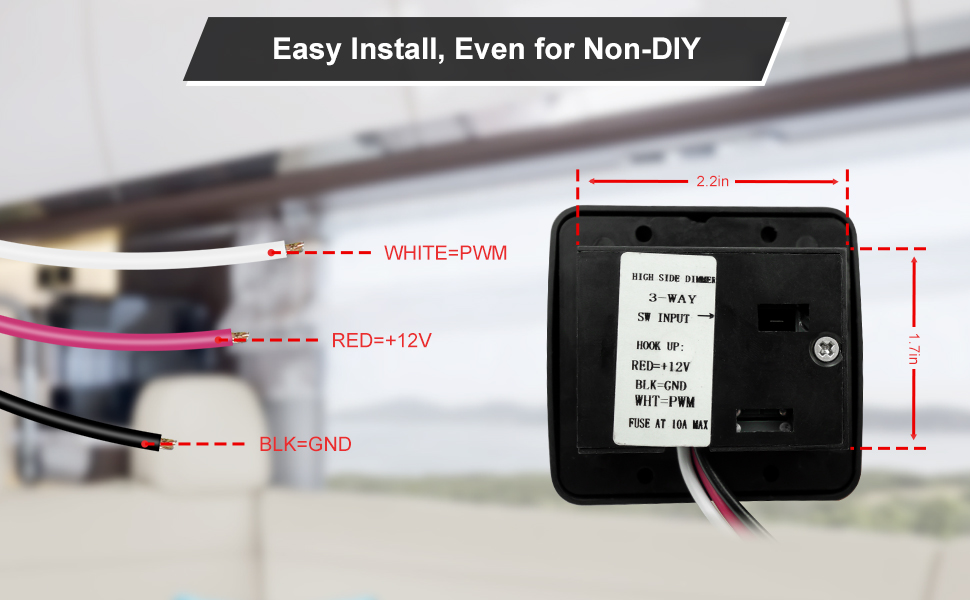 RV Led Dimmer Switch 12 Volt DC for Incandescent Halogen