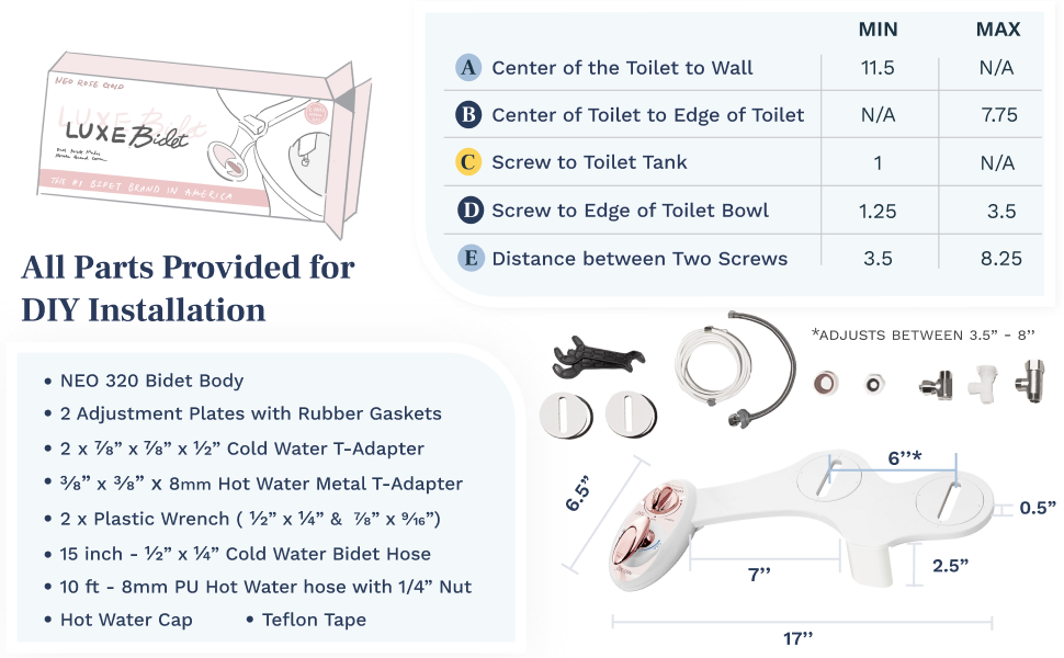 LUXE Bidet Neo 320 Self Cleaning Dual Nozzle Hot and Cold Water Non