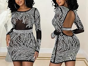 Women Sexy Hot Drilling Bodycon Dresses Glitter Sequin Elegant Dress Party Club Night Dress