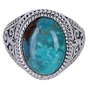 Novica,Gemstone,Silver,Cocktail,Ring,Jewelry,For Women,Accessory,Blue,Gift,Pearl,Fashion,Band,Green