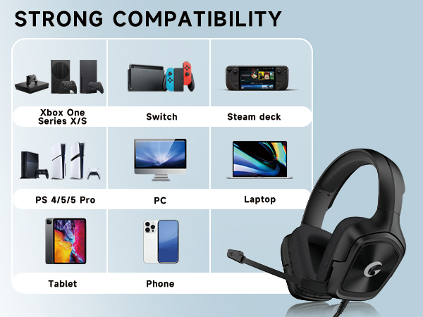 Gaming Headset with Mic for PC PS xbox