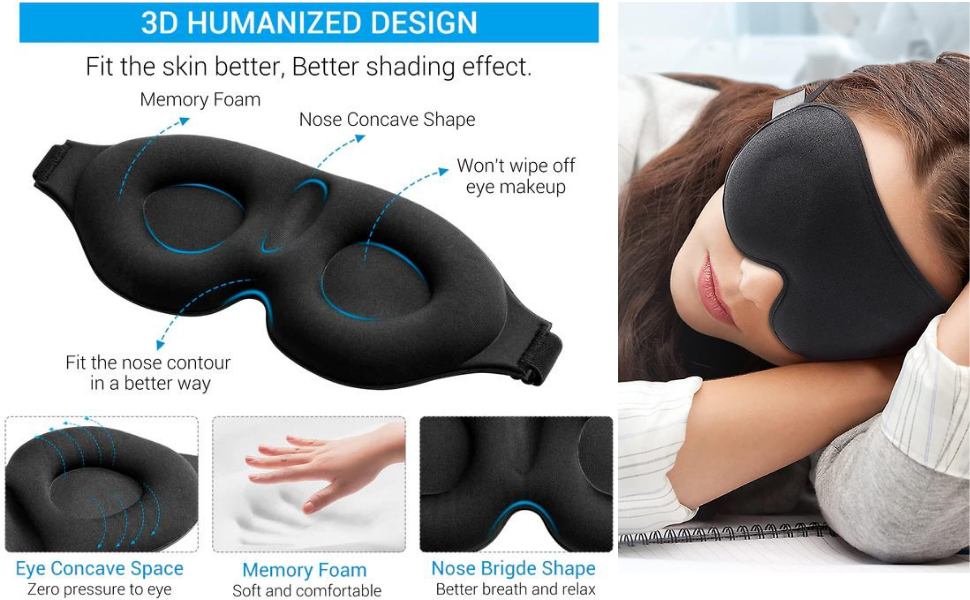 Sleeping Eye Masks Sleep Mask for Women Men 2cm Deep Socket