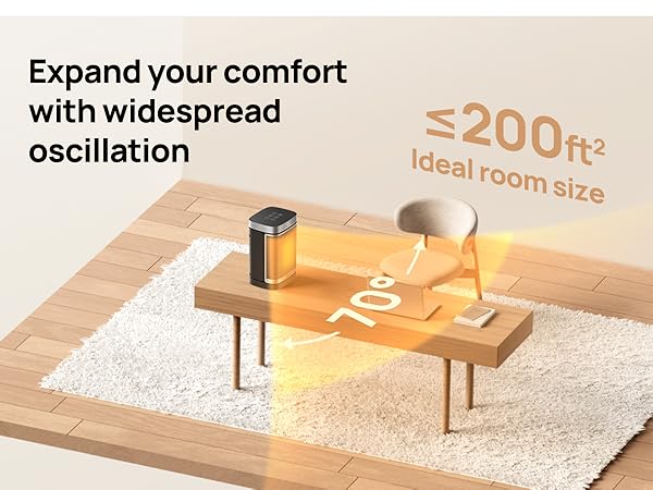 dreo atom one expand your comfort with widespread oscillation and ideal for room size under 20 ㎡