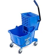 Carlisle FoodService Products 3690814 Mop Bucket with Side Press Wringer, 26-Quart, 6.5-Gallon, Blue