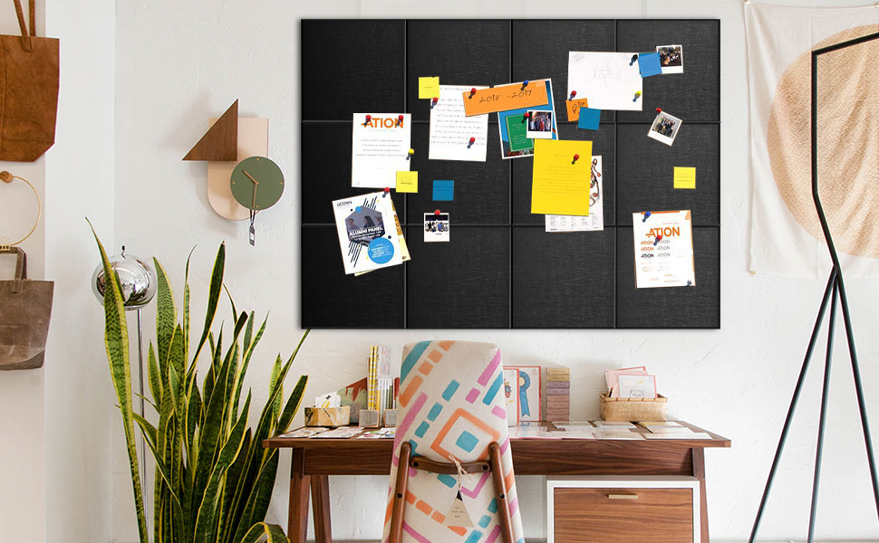 Large Cork Board for Walls 12 Pack Felt Wall Tiles