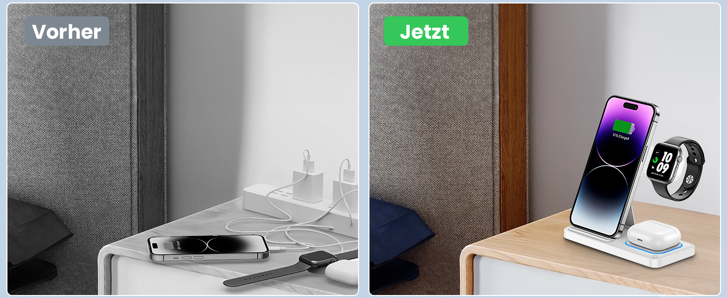 DUMTERR 3 in 1 Foldable Charging Station for Apple Watch and iPhone