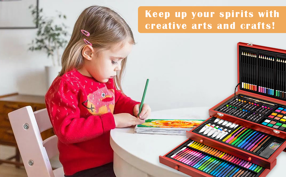 Art Set, 269 Piece Deluxe Wooden Art Supplies Crafts Drawing Painting