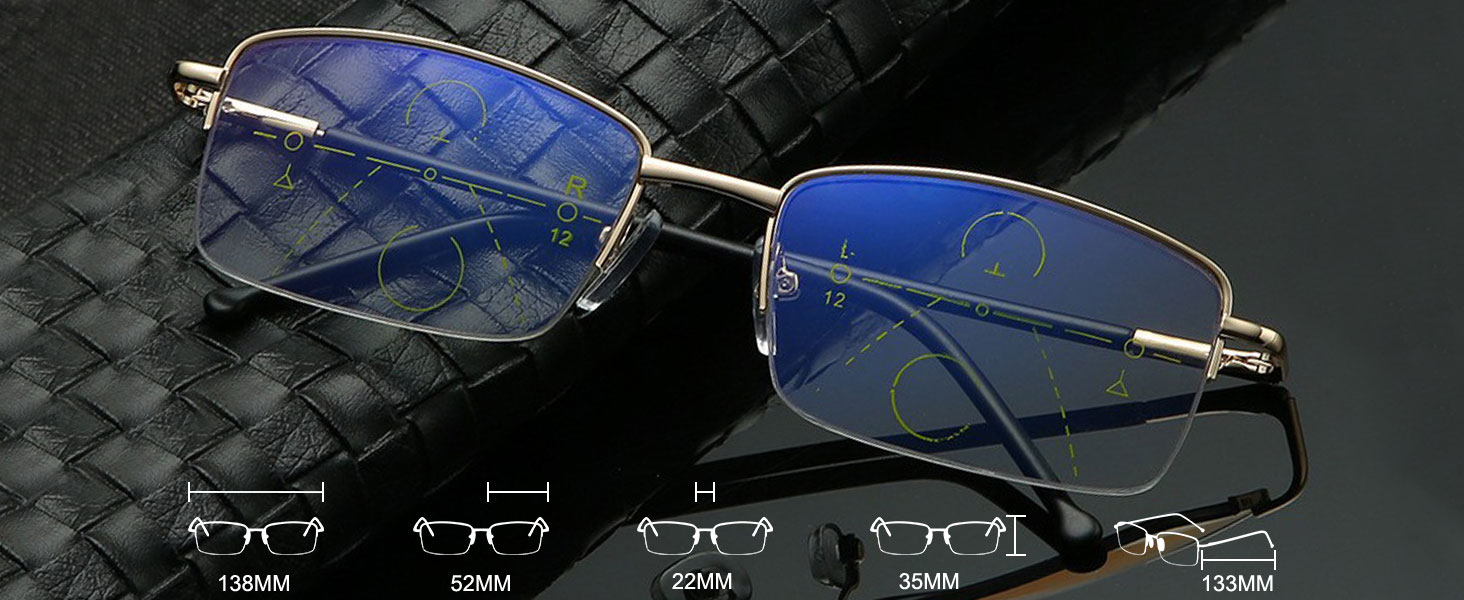 Multifokal Brille Damen Herren Rechteck 