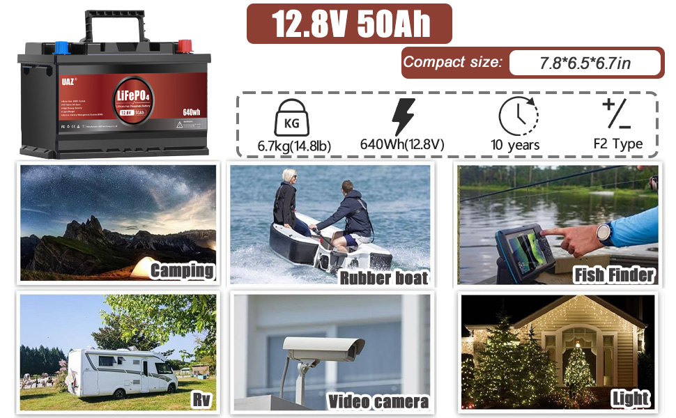 UAZ 12V 50AH Lifepo4 Battery, 12v 50ah Lithium Battery