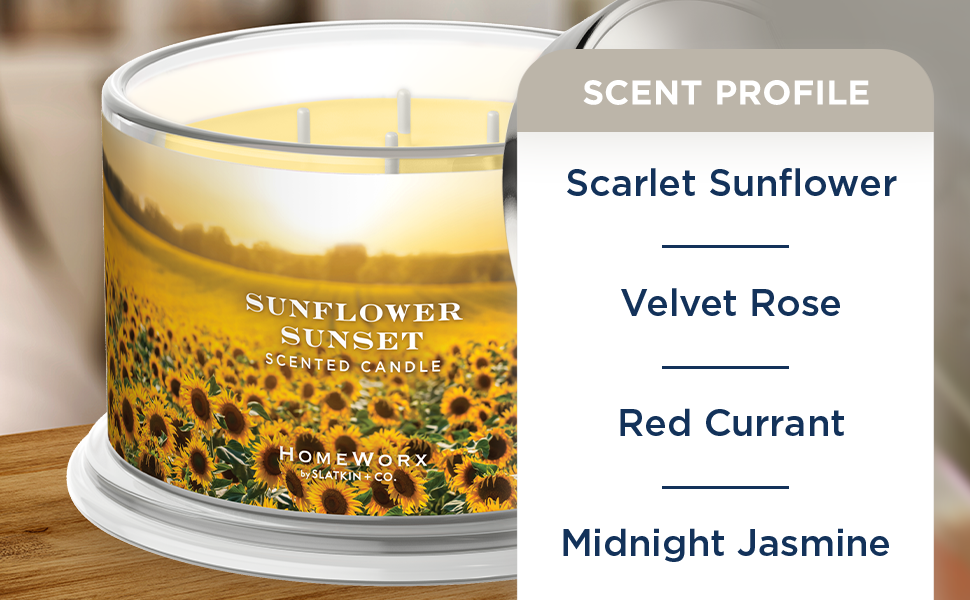 Premium Scented 4Wick Candle, Sunflower Sunset, HomeWorx