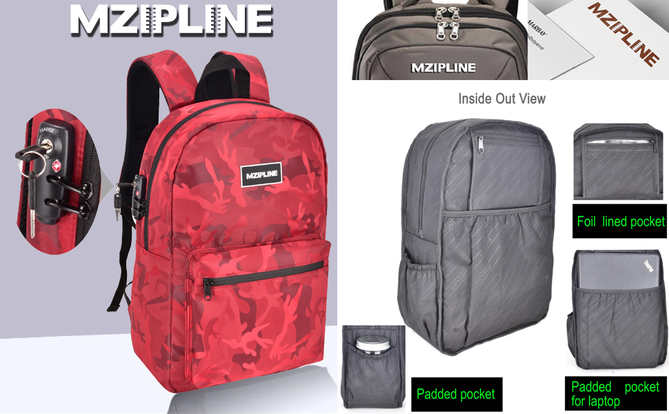 【COLOR iN ID】proof backpack Amazon.com: MZIPLINE Backpack Bag With TSA Lock & Key