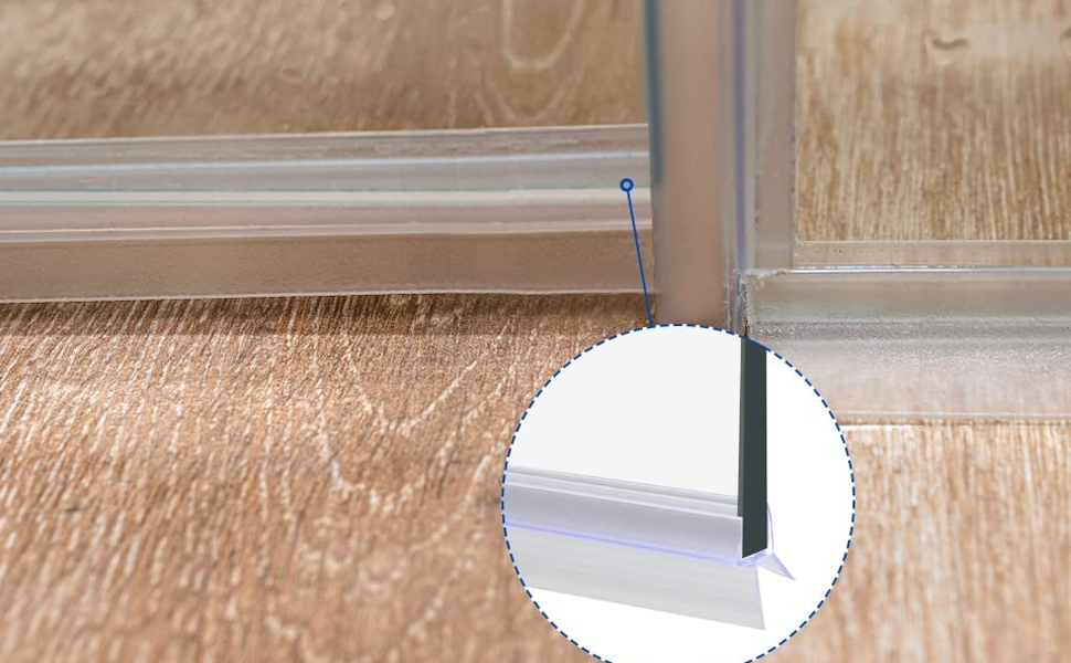 MXCELL Frameless Shower Door Bottom Seal 1/2 Inch x 3.28 Ft Glass