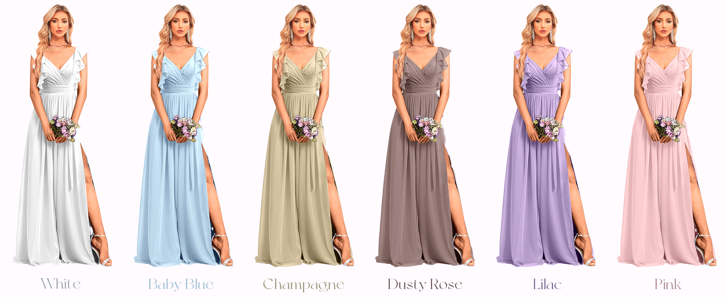 HAIGORO Long Chiffon Bridesmaid Dresses for Woman 2024 A