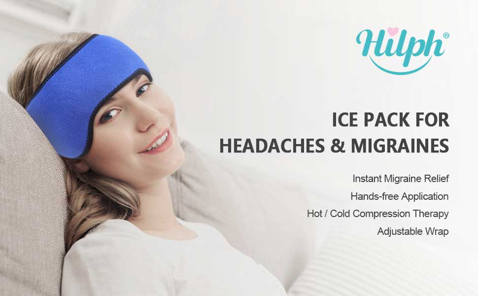 Hilph® Headache Ice Pack Head Wrap for Migraines Relief, Hot Cold