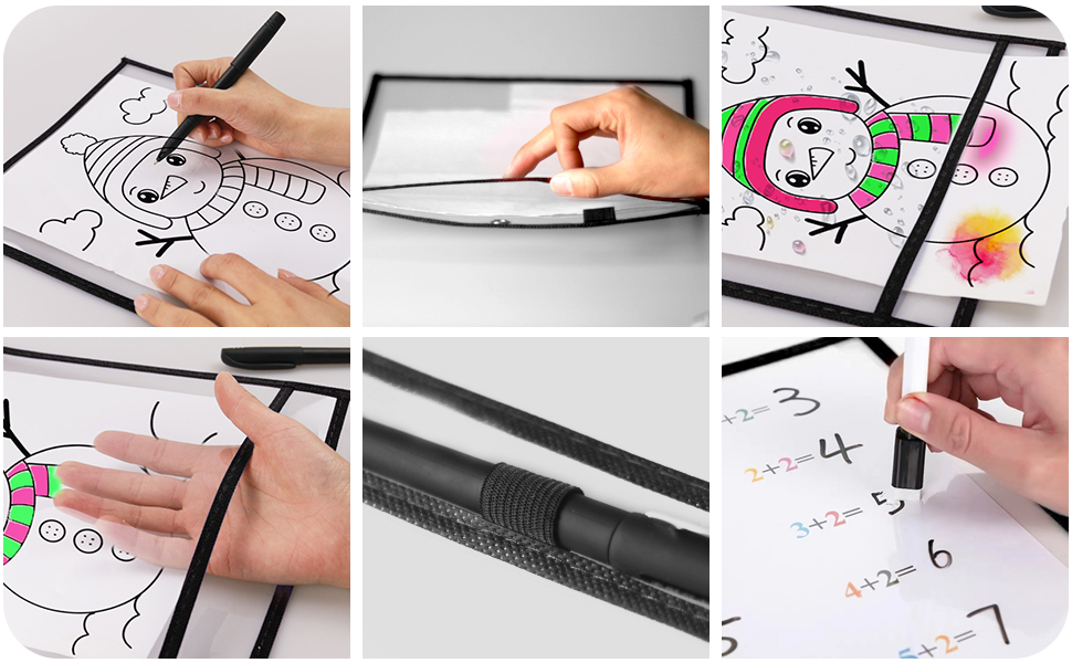 100 Packs DryErase Pockets Bulk Oversized Reusable Dry