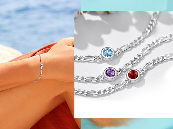 925 Sterling Silver Bracelets For Women October Birthstone