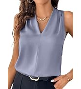EVALESS Womens Pleated Tank Tops V Neck Casual Sleeveless Blouses Summer Basic Vest Shirt