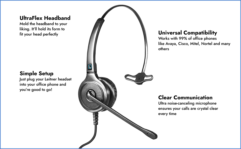 corded headsets, wired headsets, leitner, office headsets