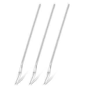 Long Handle 2-Tine Fruit Forks, 8.7 Inch Round Solid Handle Picks Forks for Jar
