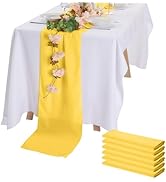 Peomeise 6pack Chiffon Table Runner 14X108 Inch Sheer Wedding Runner，Romantic Yellow Sheer Fabric...