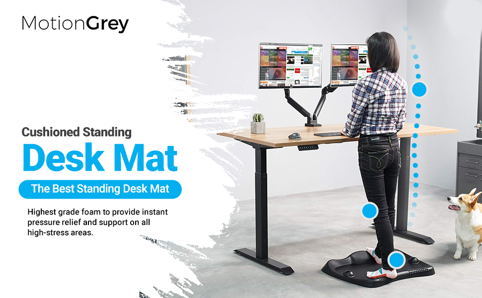 MotionGrey Cushioned Standing Desk Mat Comfortable Anti Fatigue Mat