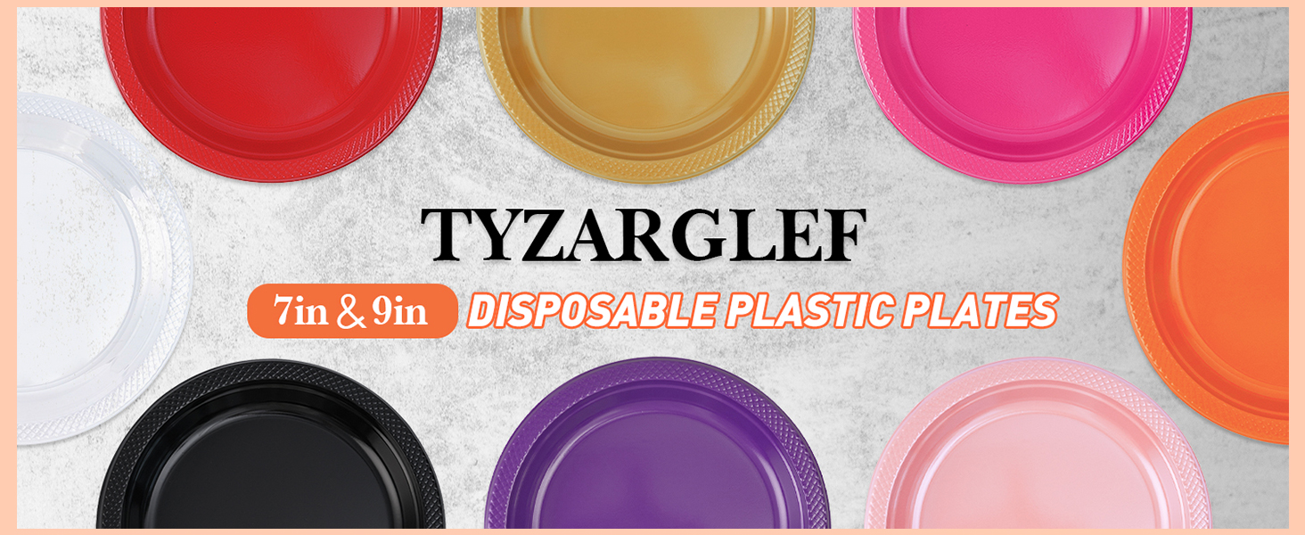 Tyzarglef Plastic Plates 7 Inch, Pink Disposable Dessert