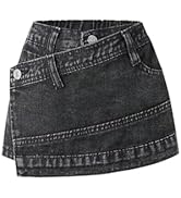 WDIRARA Toddler Girl's Wrap Denim Skorts Asymmetrical Hem Jean Skirt Shorts