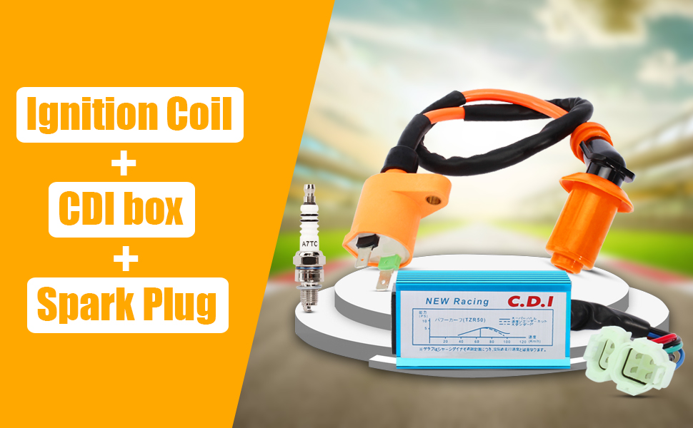 QAZAKY 6 Pins CDI + Ignition Coil + Spark Plug for XR50