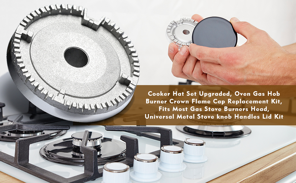 Cooker Hat Set Stove Lid Upgraded, Oven Gas Hob Burner Crown Flame Cap Replacement