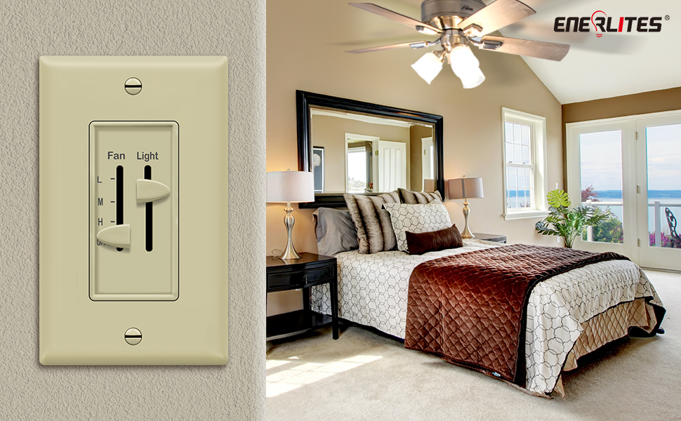 ENERLITES 3 Speed Ceiling Fan Control and LED Dimmer Light Switch