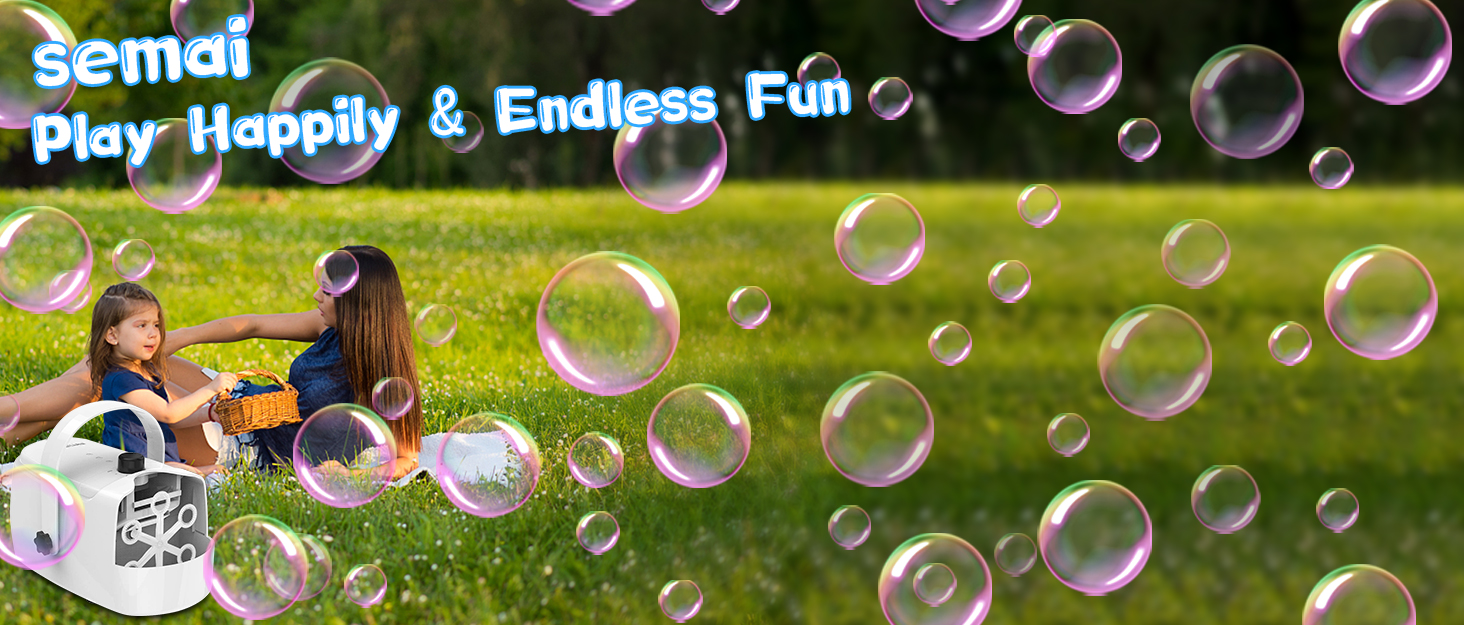 Semai Bubble Machine, Automatic Portable Bubble Blower Machine for Kids