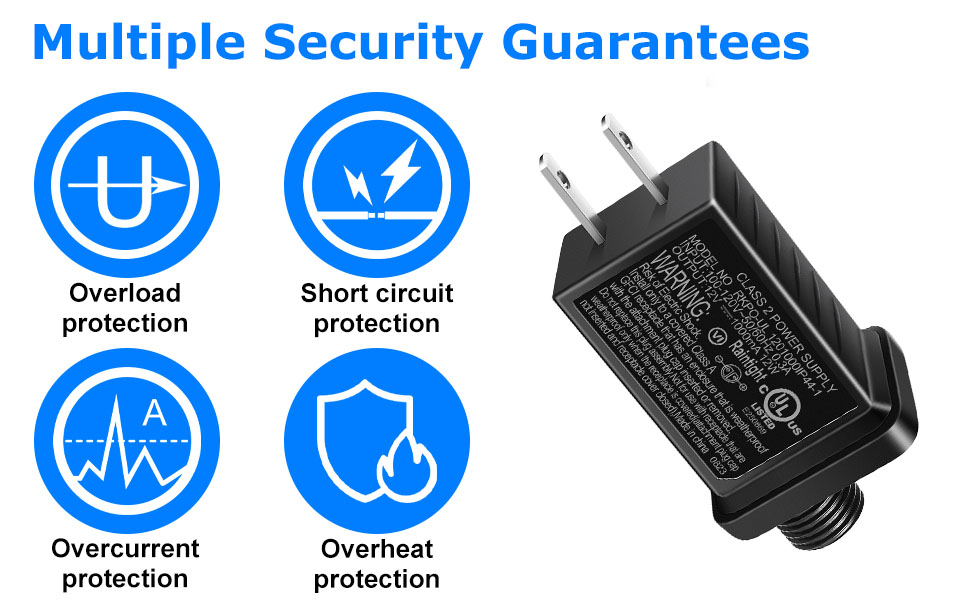 12V 12W 1A Class 2 Power Supply, AC to DC Low Voltage Transformer, IP44 Inflatable