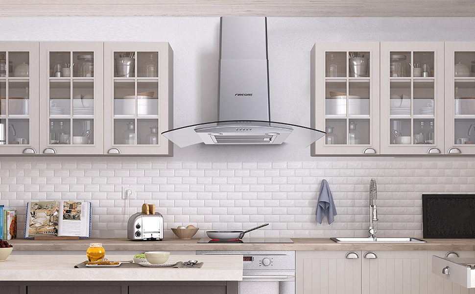 Range Hood 30 Inch, FIREGAS Convertible Wall Mount Range