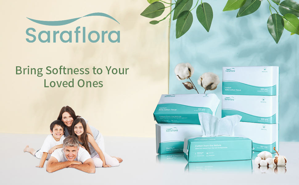 Saraflora Cotton Tissue Dry Wipe baby home bring softness to your loved ones