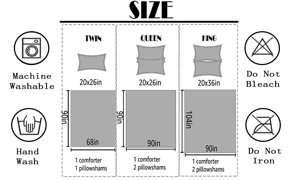 QINU KEONU Queen Size Comforter Set Boho Printed