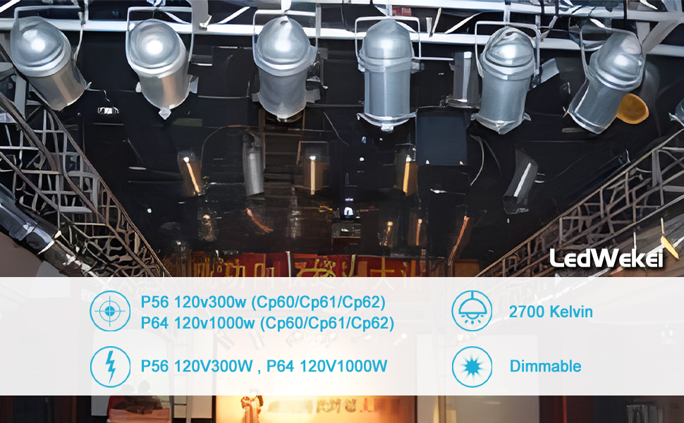 LedWekei Par 64 1000W Halogen Stage Lamp, 120V Enclosed Can