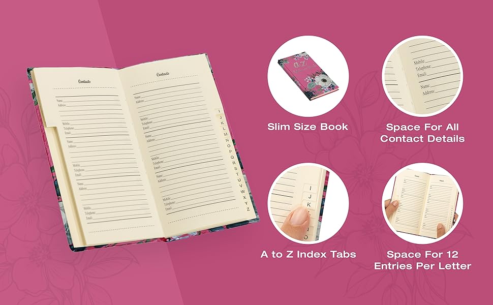 Telephone Address Book AZ Index Hard Back Cover Slim Amazon.co.uk