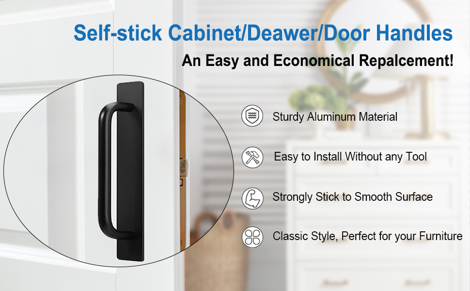 groword Adhesive Door Handles Pulls 2pcs Stick on Handle No