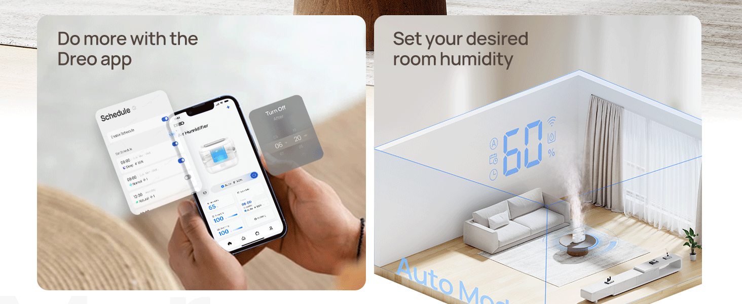 Dreo Smart Humidifier, Cool Mist Humidifiers for Bedroom