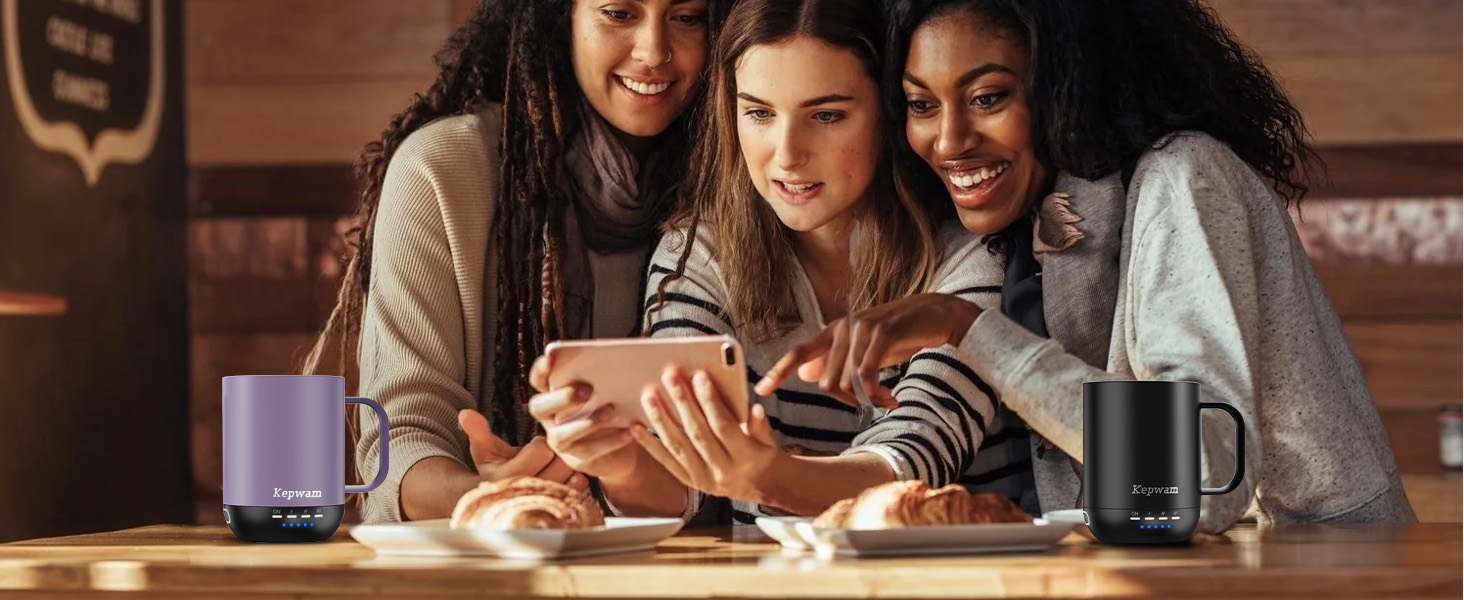 Kepwam Self Heating Coffee Mug 14oz, Smart Temperature