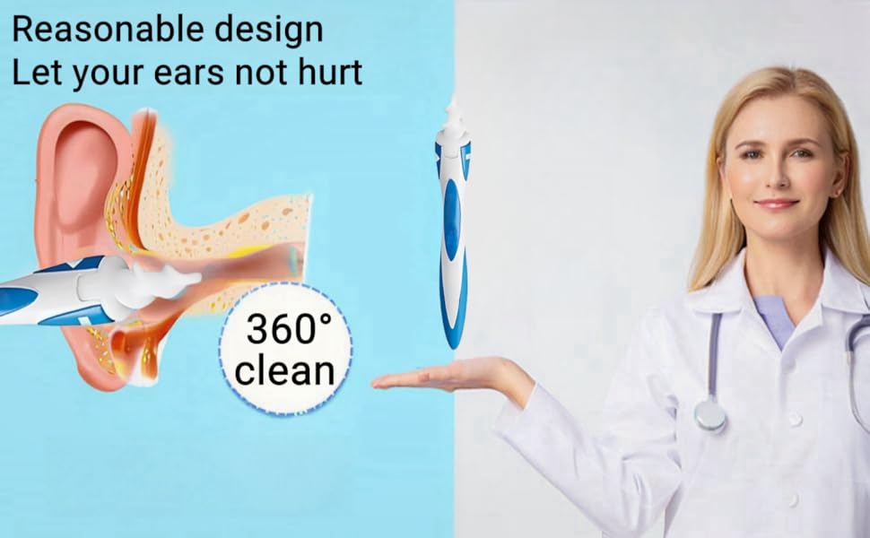 360 degree ear cleaning, earwax removal tool, safe ear cleaner, medical ear wax remover,